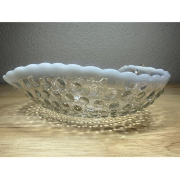 Vintage Moonstone Hobnail Opalescent Nappy Dish Anchor Hocking Trinket Candy 6” - Picture 6 of 13